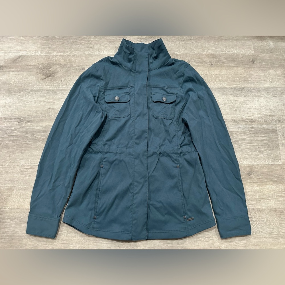 H94 Prana Nylon Blend Fitted Casual Jacket Womens M Medium Teal Blue